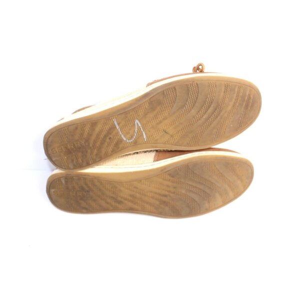 Sperry Canvas Leather Top Sider Women's 10 M Brown Tan Lace Up Boat Shoe Casual - Picture 7 of 10